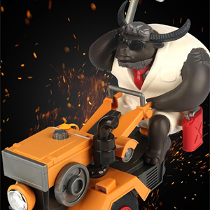 اسباب بازی ماشین چمن زن نارنجی و گاو باغبان MR.Cow Funny Tractor toy_اسباب بازی